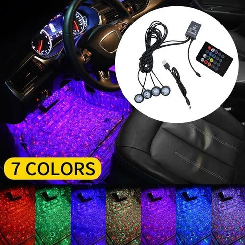 ✨🚗🌈 Set De Luces LED Interiores Para Autos 🌈🚗✨