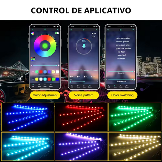 ✨🚗🌈 Set De Luces LED Interiores Para Autos 🌈🚗✨
